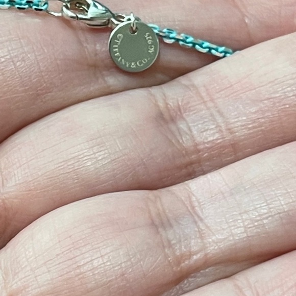 TIFFANY & CO "SPARKLER" BLUE ENAMEL COATED SILVER CHAIN/NECKLACE 100% AUTHENTIC - Picture 7 of 16